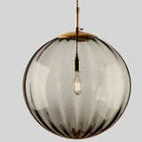 Suspension globe en verre nervuré | Éclat rétro & charme coloré 15cm / Gris fumé