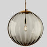 Suspension globe en verre nervuré | Éclat rétro & charme coloré 15cm / Gris fumé
