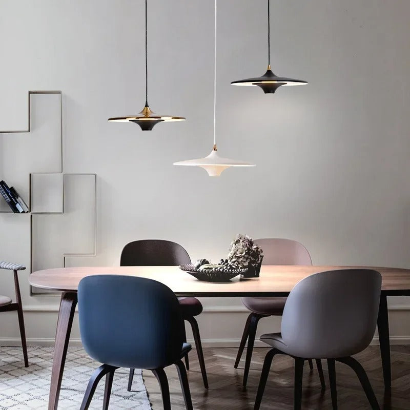 Suspension moderne disque LED | Minimalisme graphique & lumière indirecte