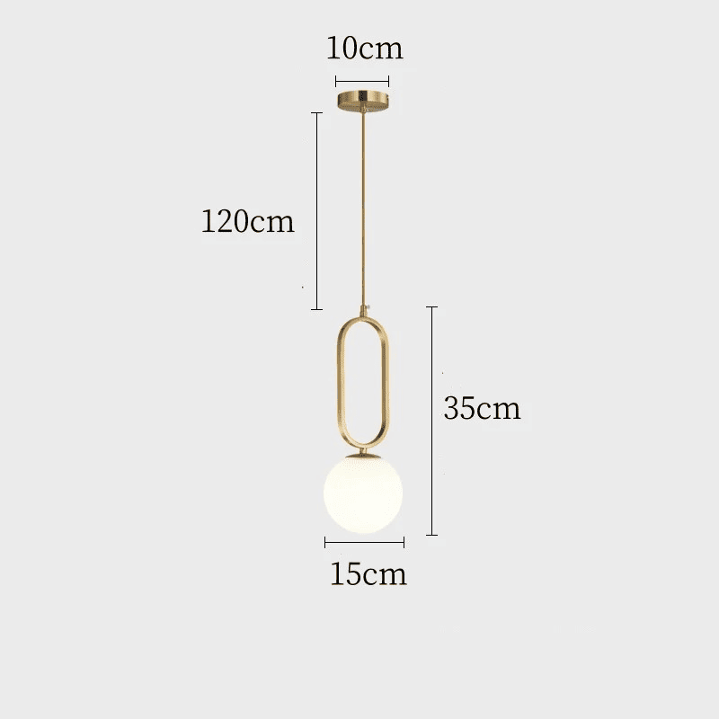 Suspension noir ou doré & boule en verre dépoli 15 cm | Or / Anse / Blanc chaud