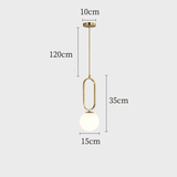 Suspension noir ou doré & boule en verre dépoli 15 cm | Or / Anse / Blanc chaud