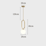 Suspension noir ou doré & boule en verre dépoli 20 cm | Or / Anse / Blanc chaud