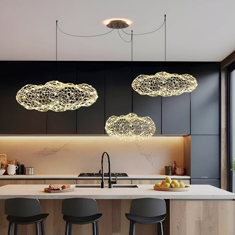 Suspension nuage métallique | Légèreté et élégance lumineuse