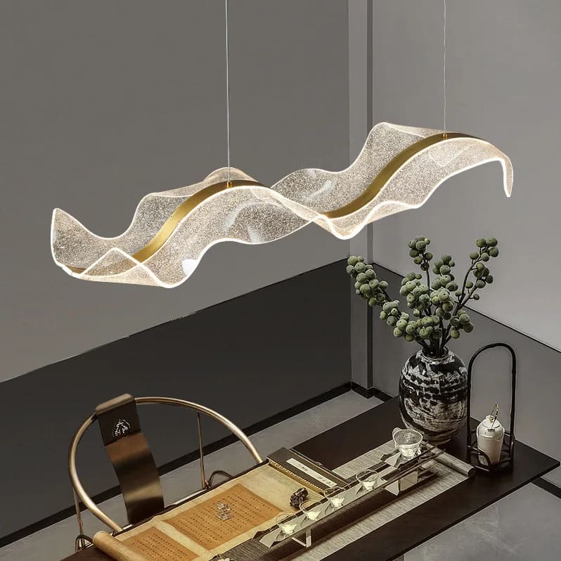Suspension ondulante LED dorée 100cm / Or / Blanc chaud