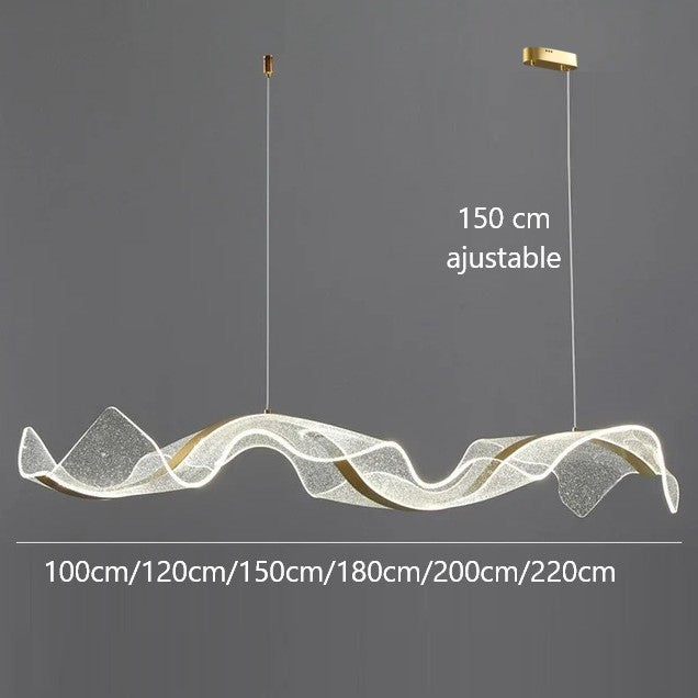 Suspension ondulante LED dorée