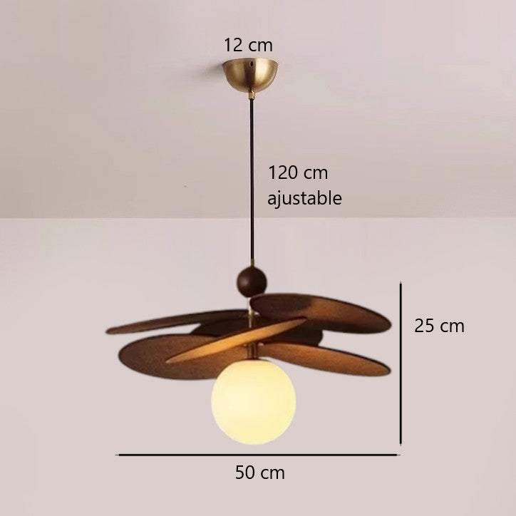 Suspension pétales en tissu & boule en verre