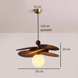 Suspension pétales en tissu & boule en verre