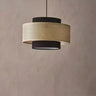 Suspension ronde en rotin tressé style bohème 40 cm / Noir / Blanc froid