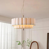 Suspension ronde en tissu plissé Japandi au design minimaliste