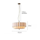 Suspension ronde en tissu plissé Japandi au design minimaliste 45 cm / Blanc froid