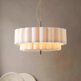Suspension ronde en tissu plissé Japandi au design minimaliste