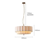 Suspension ronde en tissu plissé Japandi au design minimaliste 65 cm / Blanc froid
