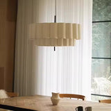 Suspension ronde en tissu plissé Japandi au design minimaliste