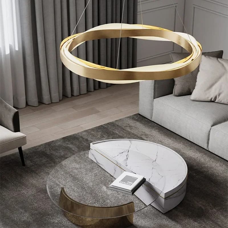 Suspension ruban LED torsadé | Fluidité sculpturale & lumière design