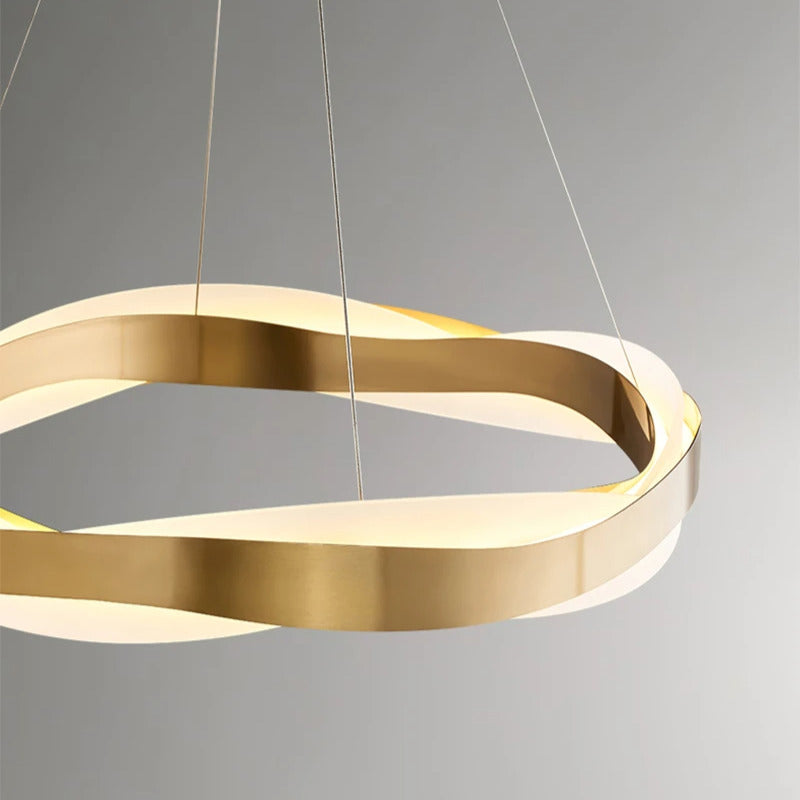 Suspension ruban LED torsadé | Fluidité sculpturale & lumière design