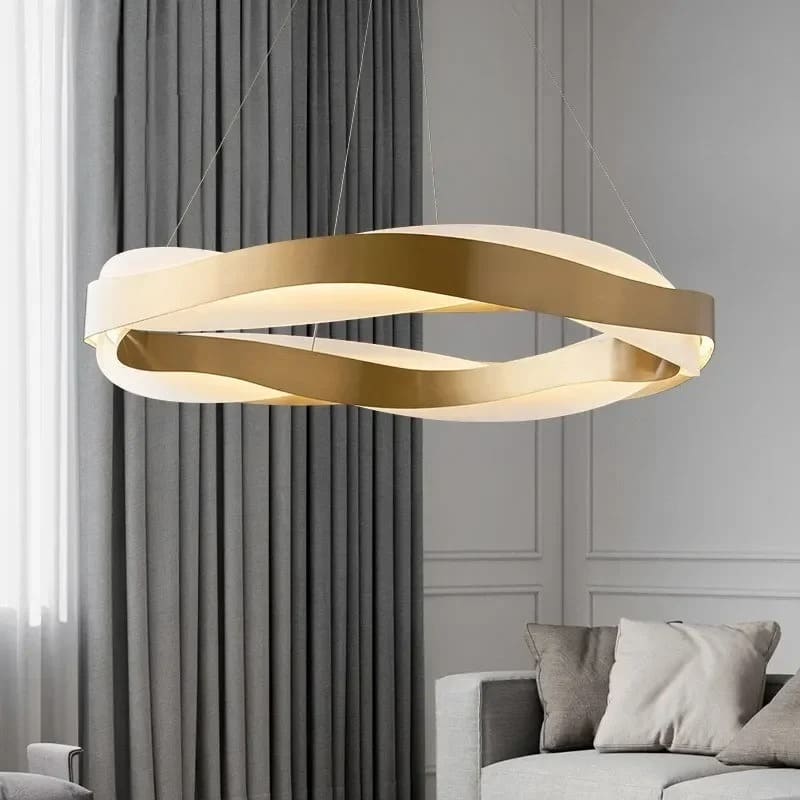 Suspension ruban LED torsadé | Fluidité sculpturale & lumière design