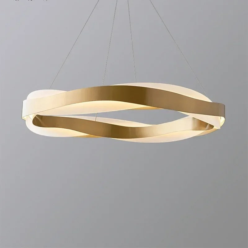 Suspension ruban LED torsadé | Fluidité sculpturale & lumière design