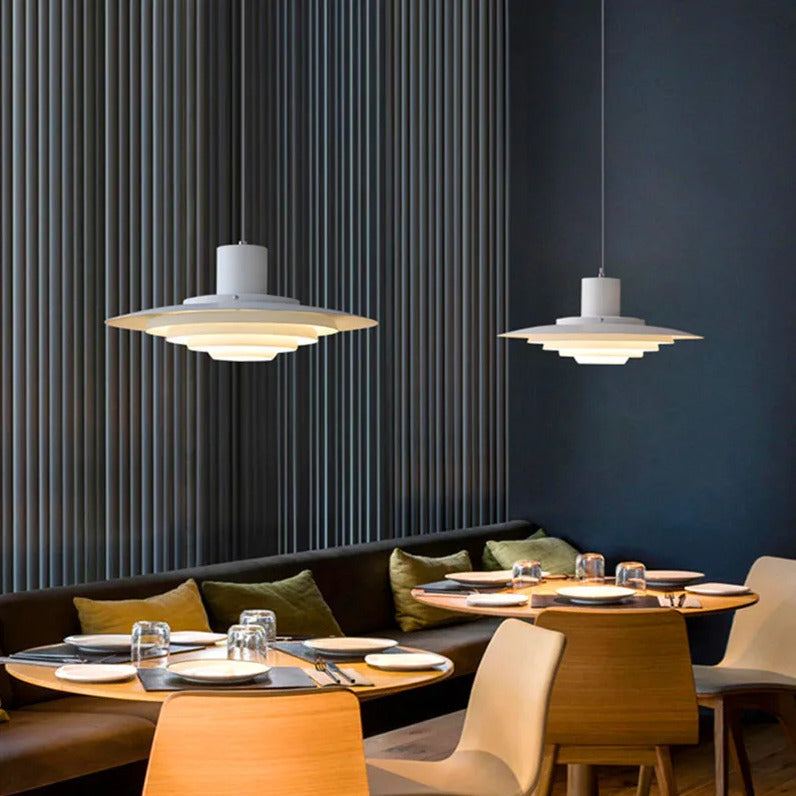 Suspension soucoupe style scandinave | Finition blanche ou argentée