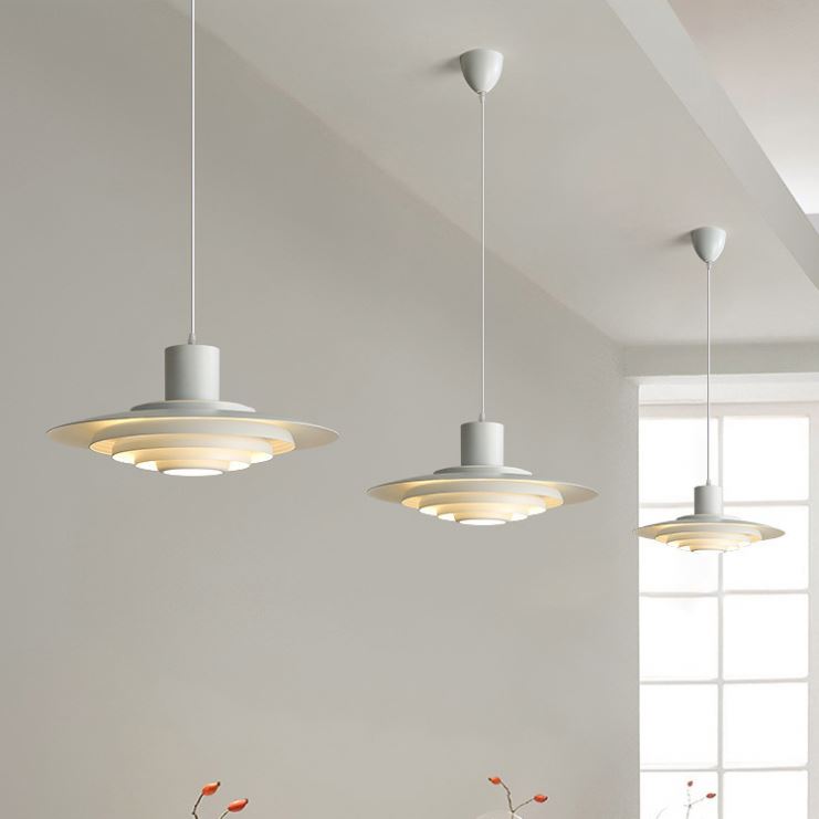 Suspension soucoupe style scandinave | Finition blanche ou argentée