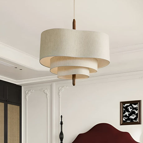 Suspension tissu spirale et bois | Élégance contemporaine
