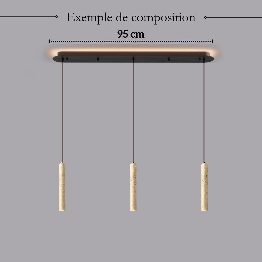 Suspension tube cylindrique en pierre naturelle