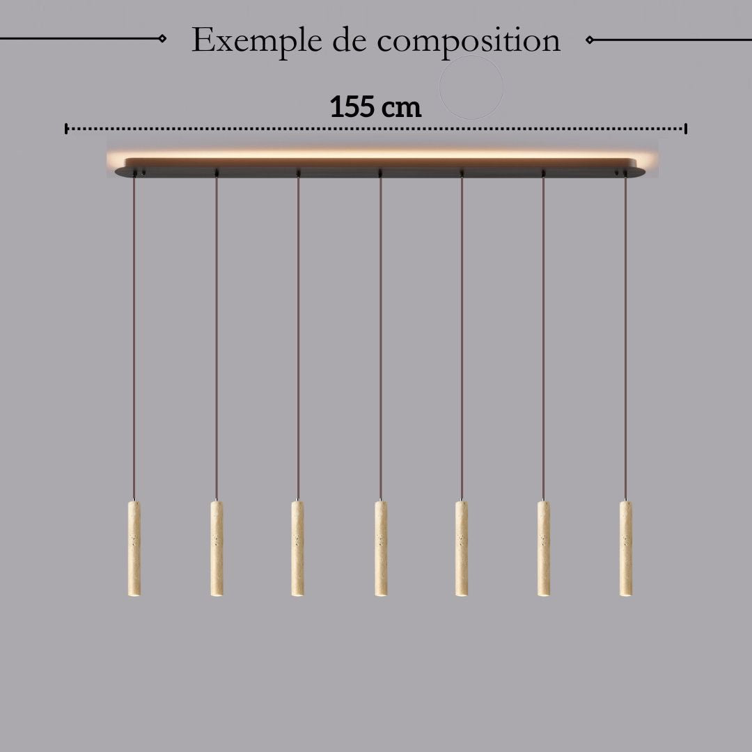 Suspension tube cylindrique en pierre naturelle