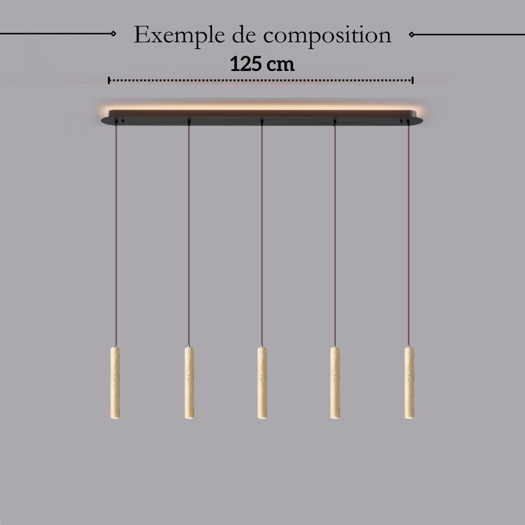 Suspension tube cylindrique en pierre naturelle