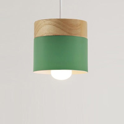 Suspension bois et métal coloré style nordique Vert