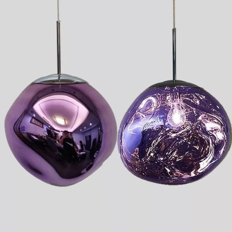 Suspension en verre soufflé style boule de lave | Création modulable 15 cm / PVC / Violet