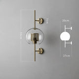 Applique murale cylindrique verre & métal | Luminaire mural style art déco moderne A / Cuivre