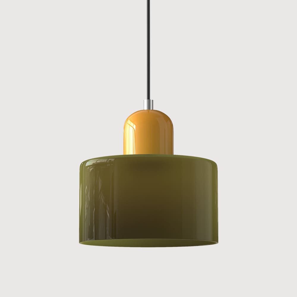 Suspension en verre coloré | Élégance rétro & touche pop Vert kaki / Jaune