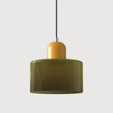 Suspension en verre coloré | Élégance rétro & touche pop Vert kaki / Jaune