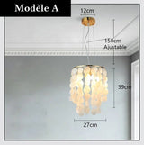 Lustre design en coquillages naturelles Modèle A | 27 cm / Argent