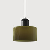 Suspension en verre coloré | Élégance rétro & touche pop Vert kaki / Noir
