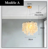 Lustre design en coquillages naturelles Modèle A | 38 cm / Argent