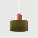 Suspension en verre coloré | Élégance rétro & touche pop Vert kaki / Rose