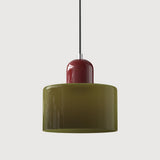 Suspension en verre coloré | Élégance rétro & touche pop Vert kaki / Bordeau