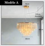 Lustre design en coquillages naturelles Modèle A | 60 cm / Argent