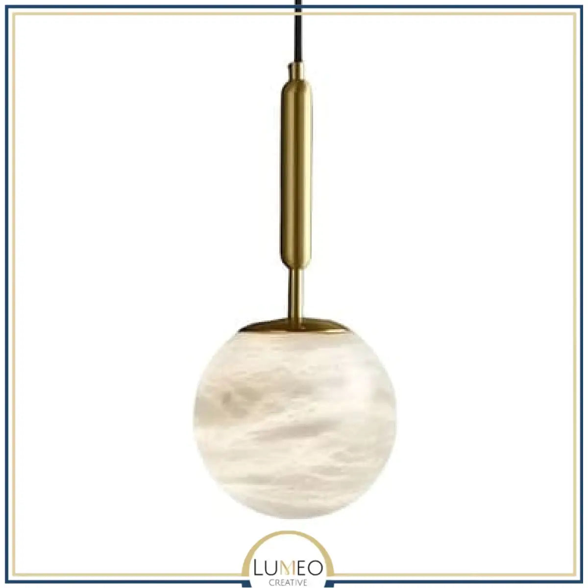 Abat jour | Suspension doré et boule en marbre naturel Élégance minimaliste et lumière texturée A / 12 cm / 1.2 m