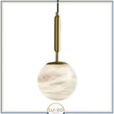 Abat jour | Suspension doré et boule en marbre naturel Élégance minimaliste et lumière texturée A / 12 cm / 1.2 m