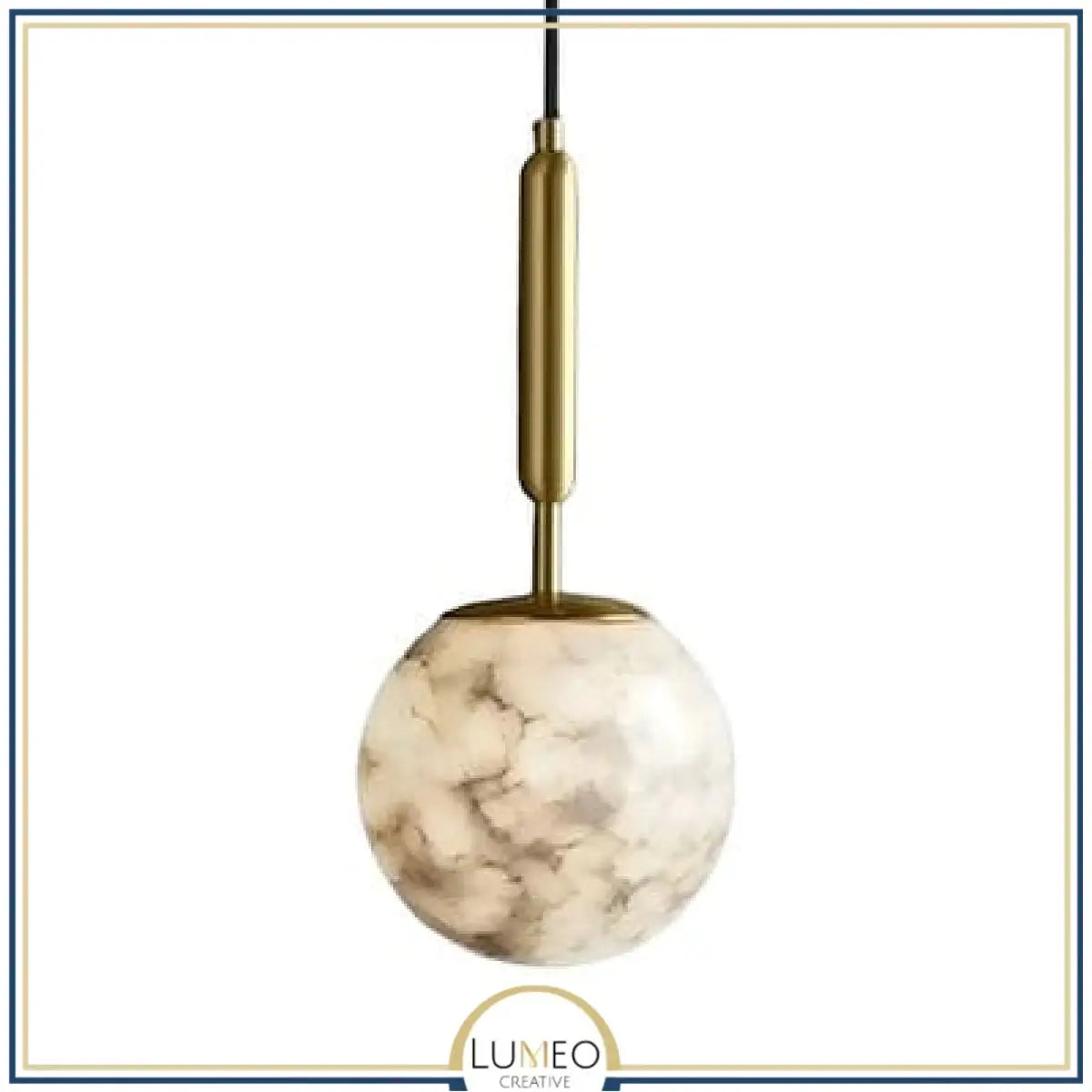 Abat jour | Suspension doré et boule en marbre naturel Élégance minimaliste et lumière texturée B / 12 cm / 1.2 m