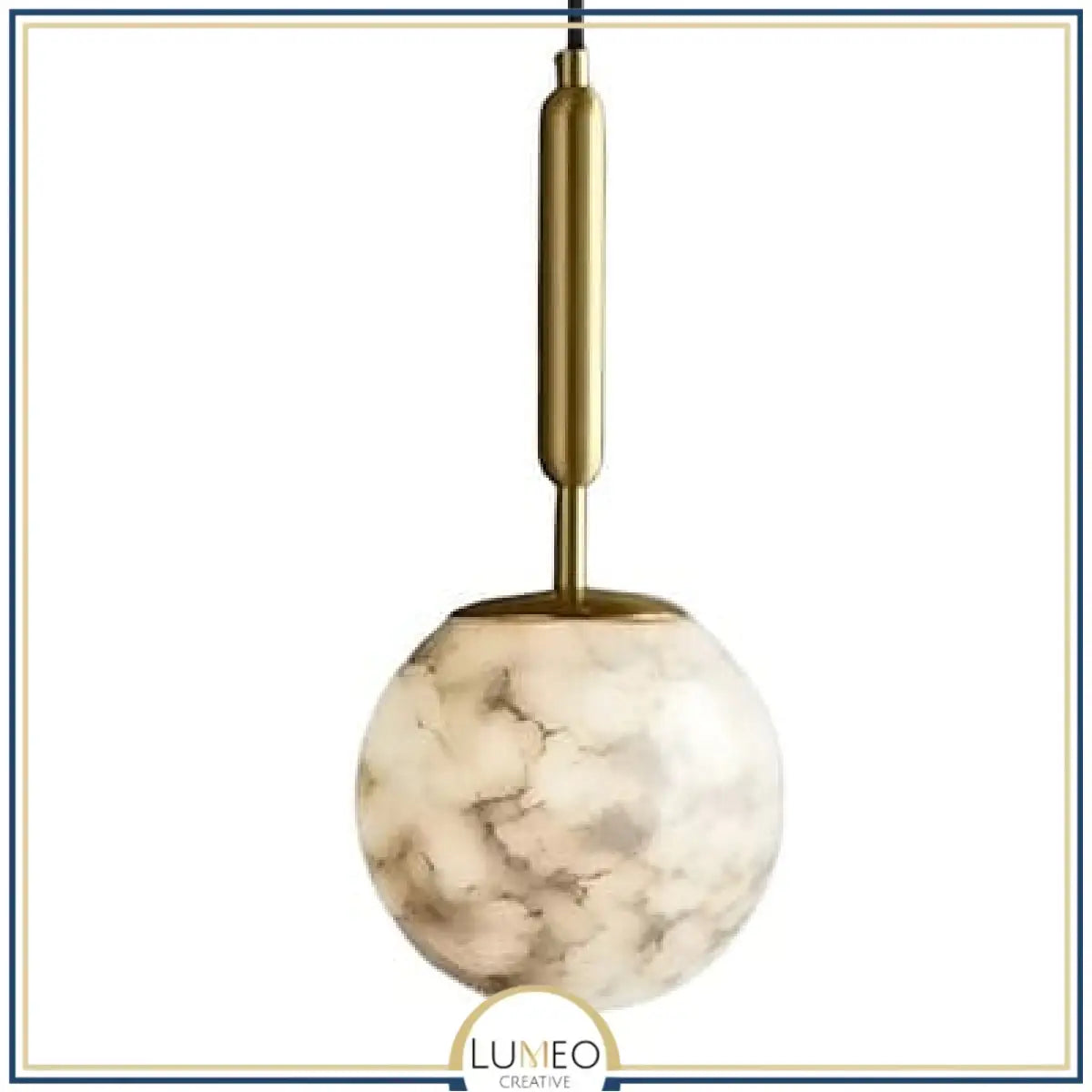 Abat jour | Suspension doré et boule en marbre naturel Élégance minimaliste et lumière texturée B / 15 cm / 1.2 m
