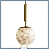 Abat jour | Suspension doré et boule en marbre naturel Élégance minimaliste et lumière texturée B / 15 cm / 1.2 m