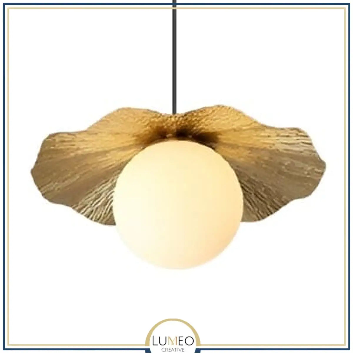 Abat jour | Suspension en cuivre et boule de verre opalin Suspension lotus 5 m