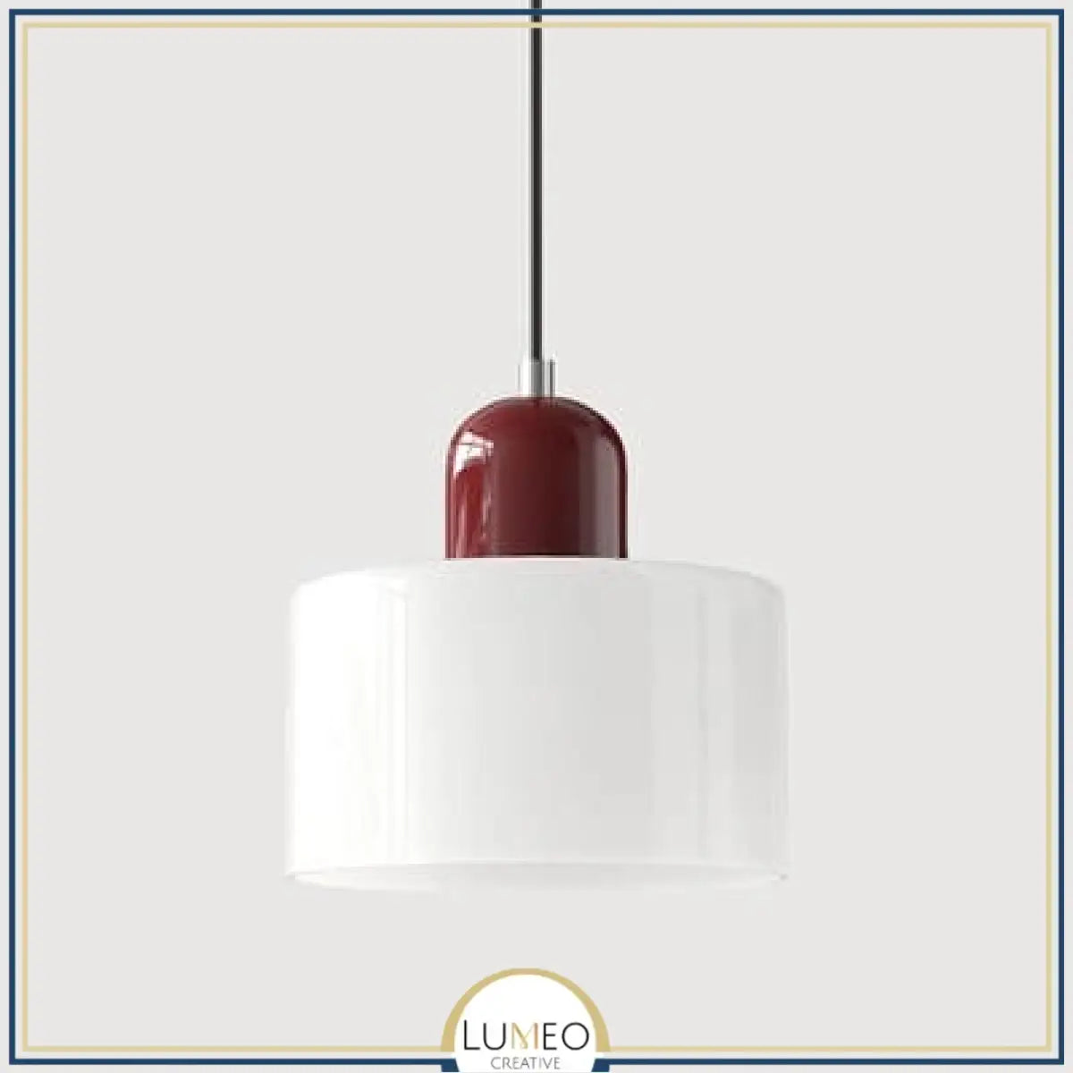 Abat jour | Suspension en verre coloré Élégance rétro & touche pop Blanc / Bordeau / 1.5 m