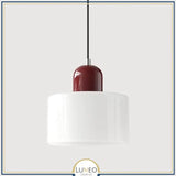 Abat jour | Suspension en verre coloré Élégance rétro & touche pop Blanc / Bordeau / 1.5 m