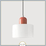 Abat jour | Suspension en verre coloré Élégance rétro & touche pop Blanc / Rose / 1.5 m