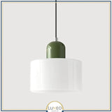 Abat jour | Suspension en verre coloré Élégance rétro & touche pop Blanc / Vert / 1.5 m