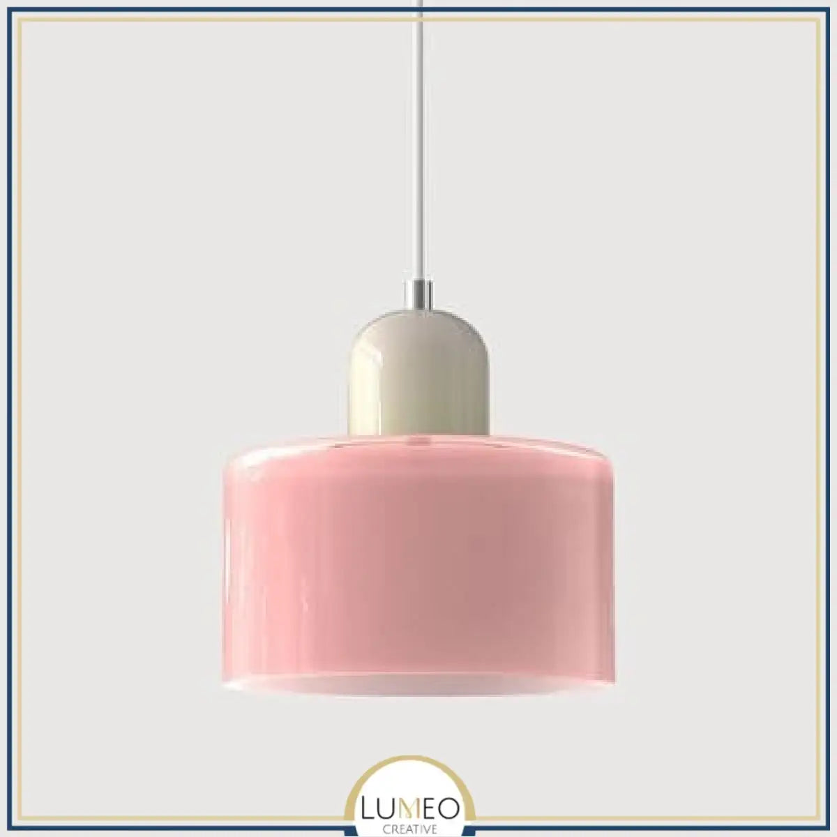 Abat jour | Suspension en verre coloré Élégance rétro & touche pop Rose / Blanc / 1.5 m