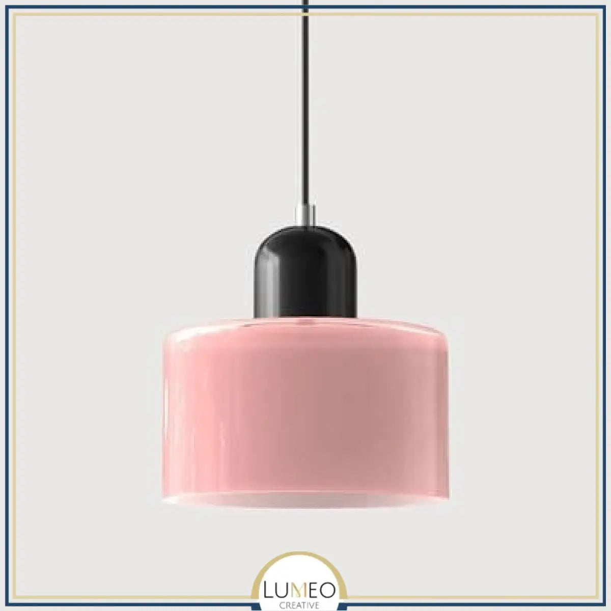 Abat jour | Suspension en verre coloré Élégance rétro & touche pop Rose / Noir / 1.5 m
